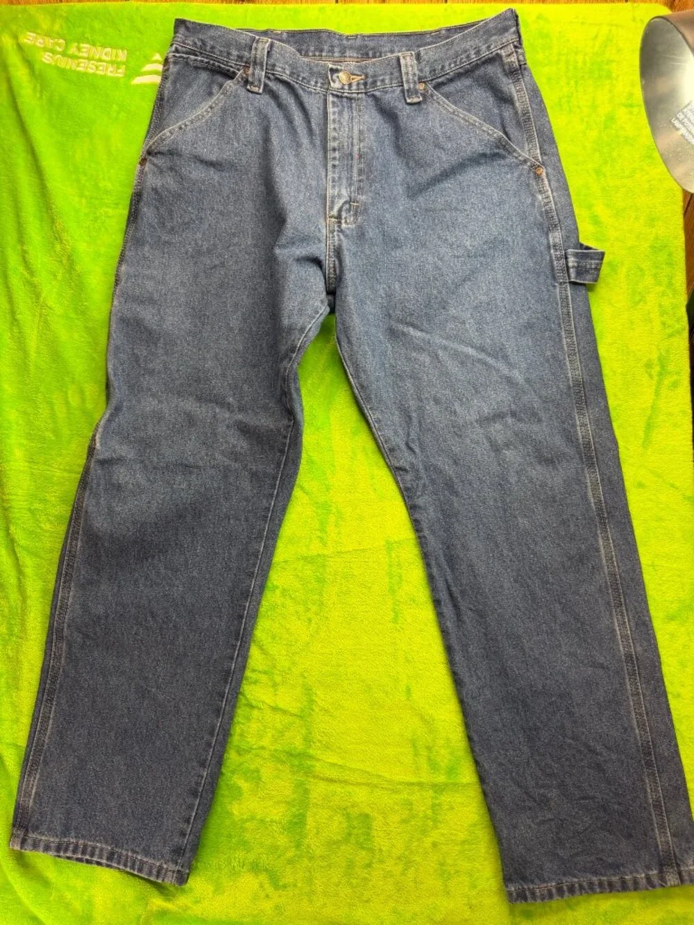 Wrangler Carpenter Jeans Mens Sz 34x34 Riveted Denim Workwear